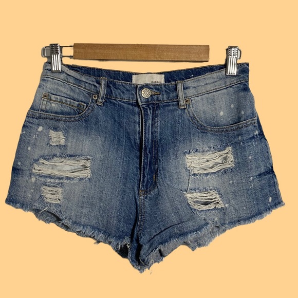 BLUE DISTRESSED SHORTS - Picture 1 of 2